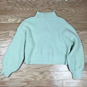 Line and dots ruby balloon sleeve sweater XS